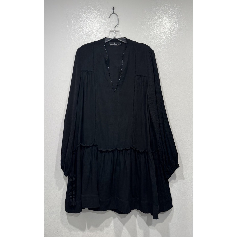 Pomander Place Tuckernuck Black Ophelia Dress Size Large Tassel Swim Cover Up